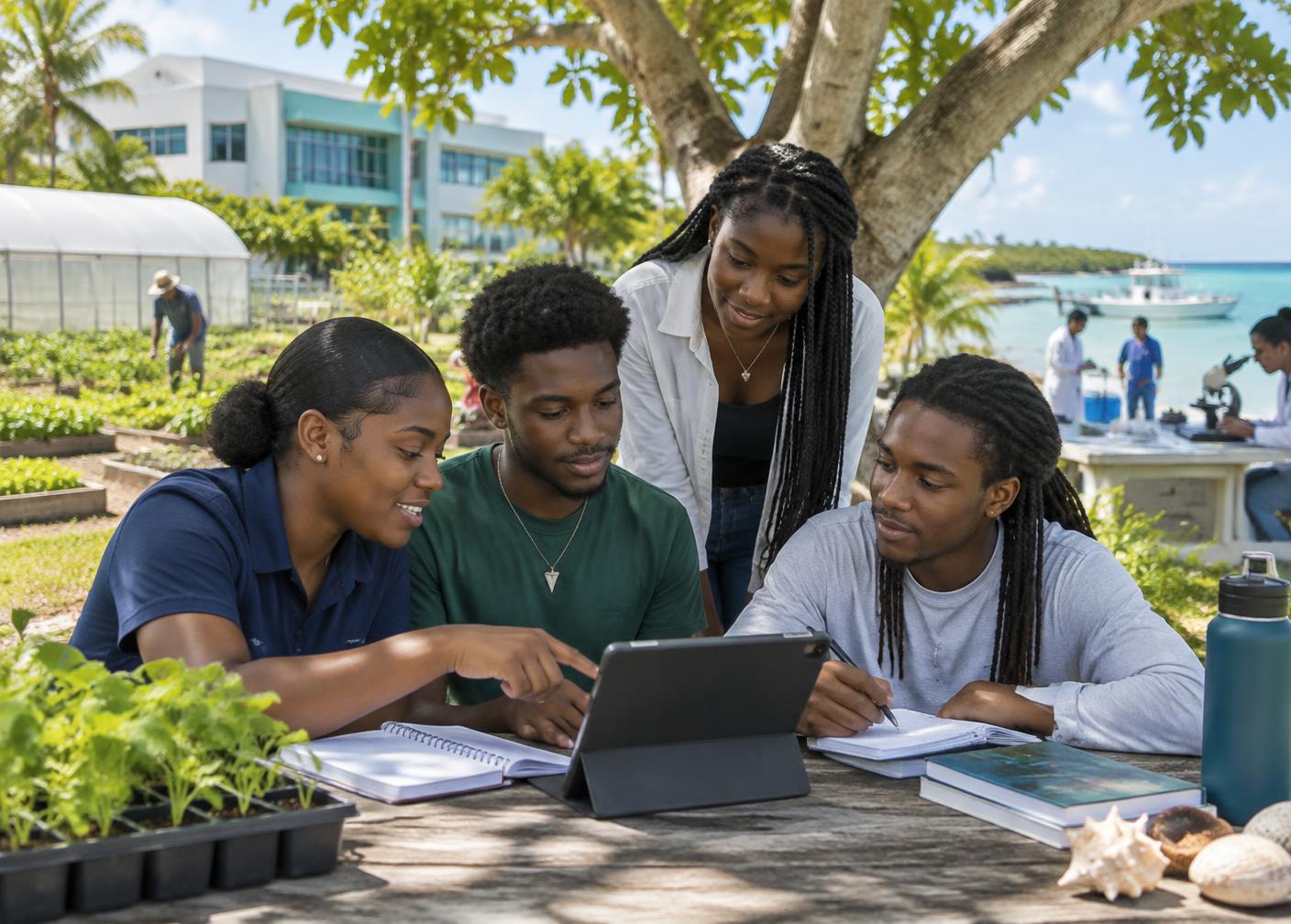 BAMSI students learning together outdoors